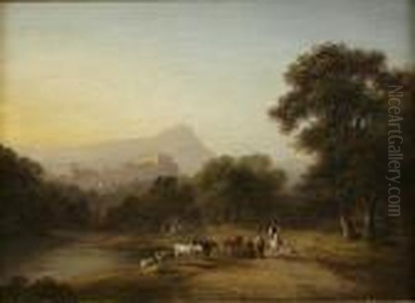 Distant View Of Stirling Castle, Ben Lomond In The Distance Oil Painting by Alexander Nasmyth