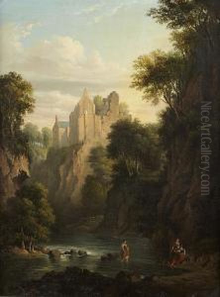 Hawthornden Castle Oil Painting by Alexander Nasmyth