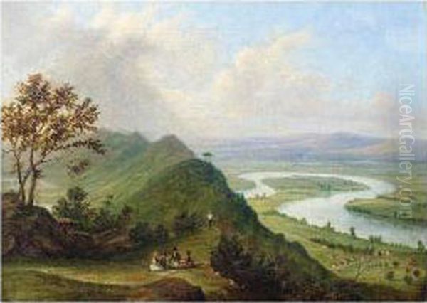 Where The Two Rivers Meet: The Severn And Avon Near Newnham, Gloucestershire Oil Painting by Anne Nasmyth