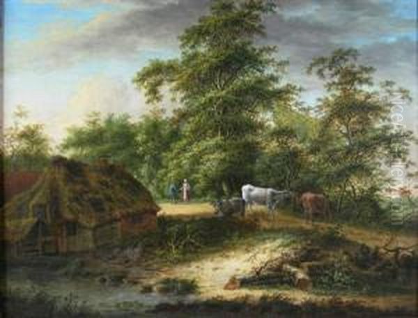 Cattle Grazing Oil Painting by Charlotte Nasmyth