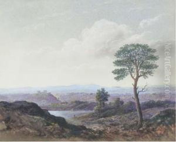 A Loch Bathed In The Evening Light Oil Painting by James Nasmyth