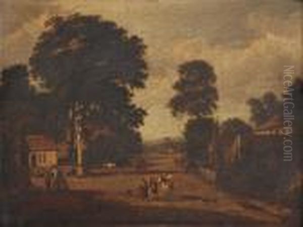 Village Street Scene, Thought To Be Hindhead Oil Painting by Patrick, Peter Nasmyth