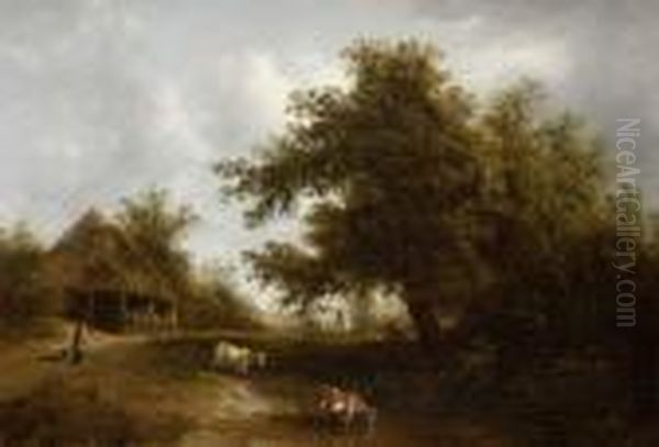 Cows At Water Oil Painting by Patrick, Peter Nasmyth