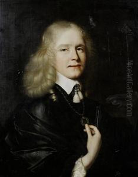 Portrait Of A Gentleman, Bust-length, In Ablack Mantle And A White Chemise Oil Painting by Pieter Nason