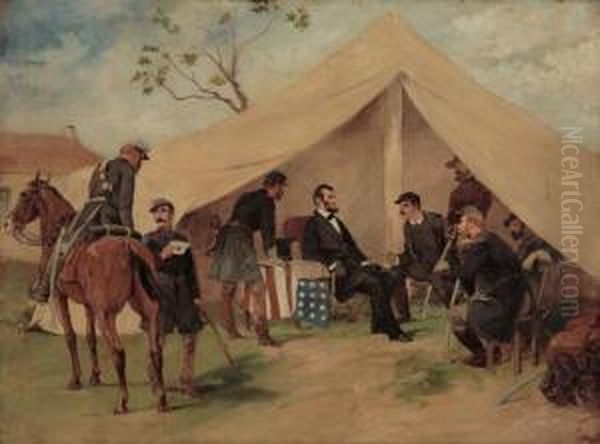 Lincoln At Camp Oil Painting by Thomas Nast