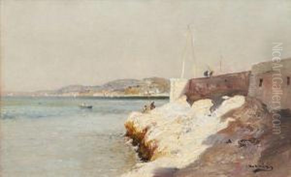 Pecheurs Sur La Corniche Oil Painting by Louis Nattero