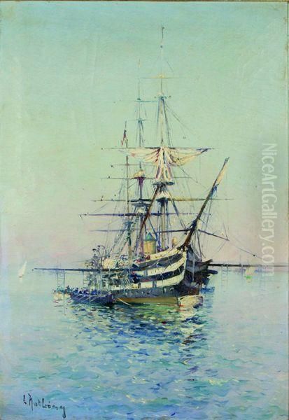 Le Borda En Rade De Brest Oil Painting by Louis Nattero