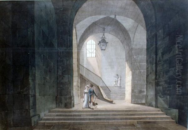 Escalier Au Chteau De Versailles Oil Painting by John Claude Nattes