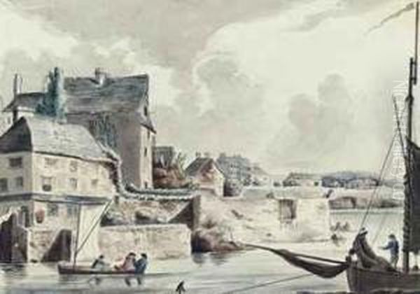 View Of The Port Of Stonehouse, Plymouth Oil Painting by John Claude Nattes