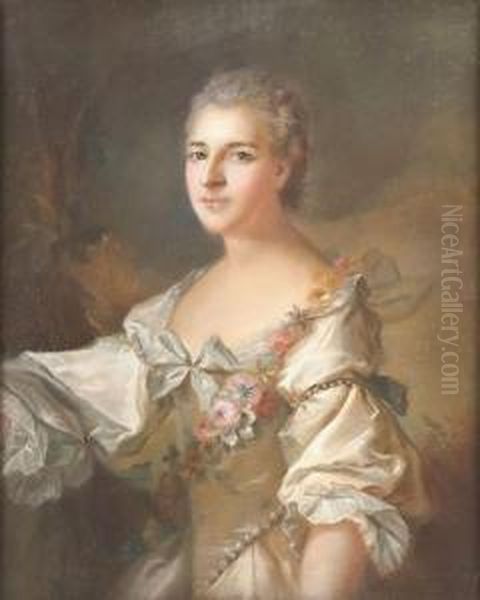 Portrait Einer Vornehmen Dame Mit Blumengirlande Oil Painting by Jean-Marc Nattier