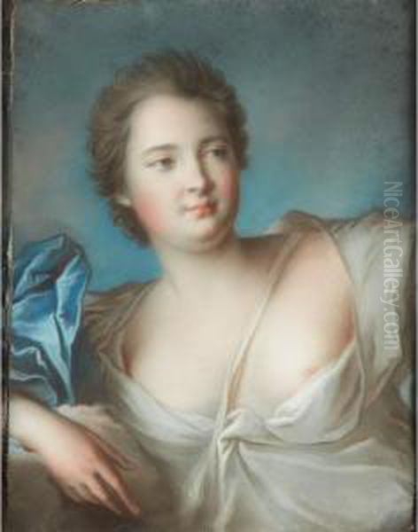 Portrait Of A Lady In White Oil Painting by Jean-Marc Nattier