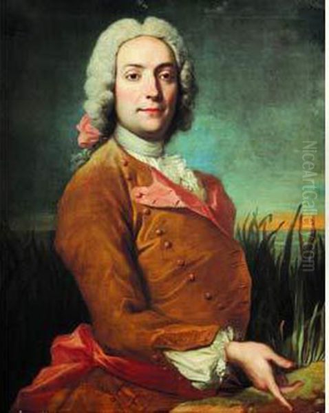 Portrait De Gentilhomme Sur Fond De Paysage Oil Painting by Marc L'Ancien Nattier