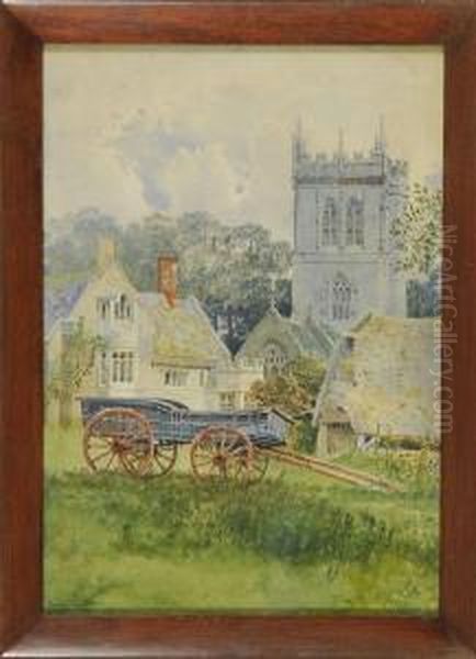 Landscape With Church And Cart Oil Painting by George Nattress