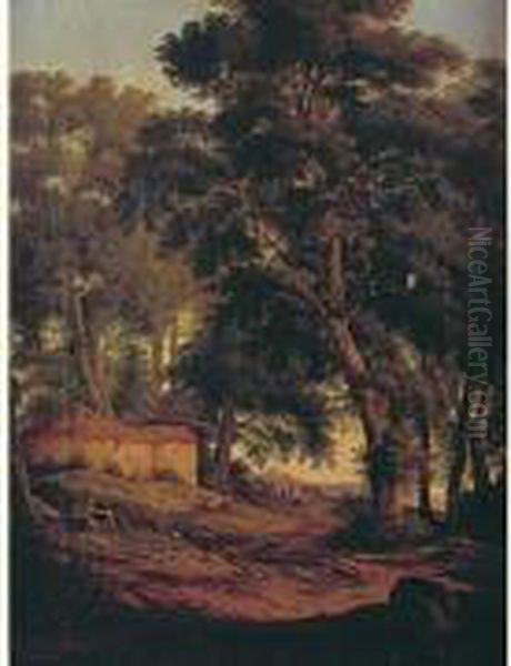 Paysage Boise Anime De Bergers Oil Painting by Ambrogio Nava