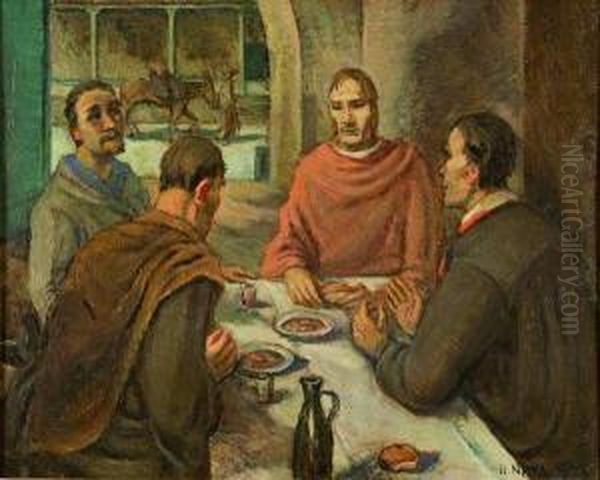 La Cena In Emmaus Oil Painting by Hector Nava