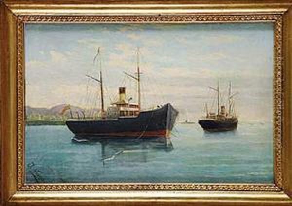 Barcos Espanoles Oil Painting by J. Navarro