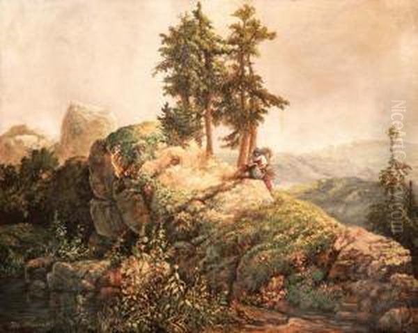 Horska Krajina Oil Painting by Josef Navratil