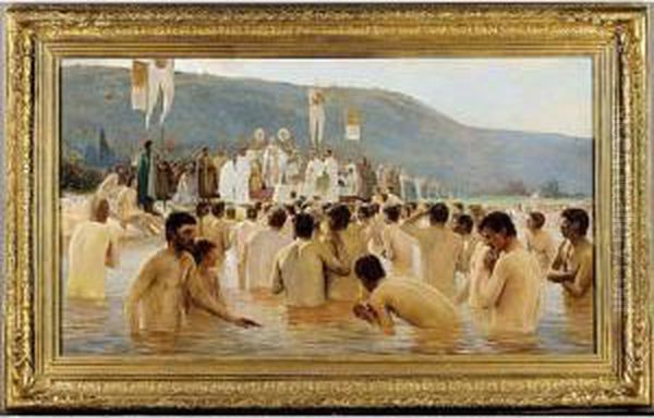 Baptism Of Russia Oil Painting by Wassilij Ivanowitch Nawasoff