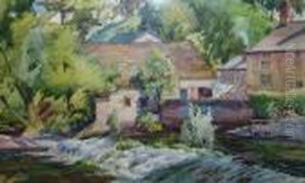 Mill Buildings Oil Painting by Edward Mossforth Neatby