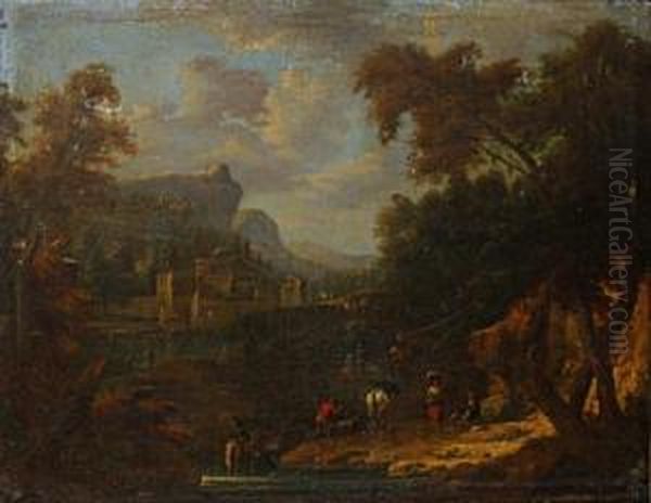 An Italianate Landscape Oil Painting by Balthasar Nebot