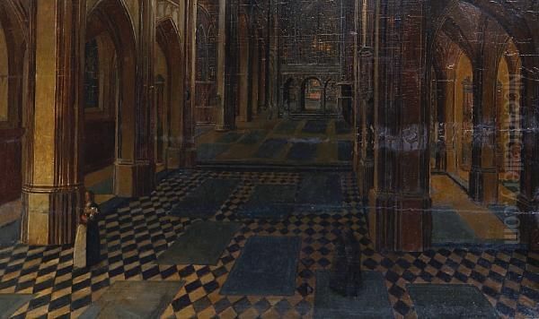 A Cathedral Interior Oil Painting by Peeter, the Elder Neeffs