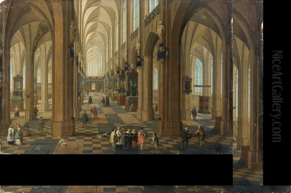 Vue De L'interieur De La Cathedrale Notre-dame D'anvers Oil Painting by Peeter, the Elder Neeffs