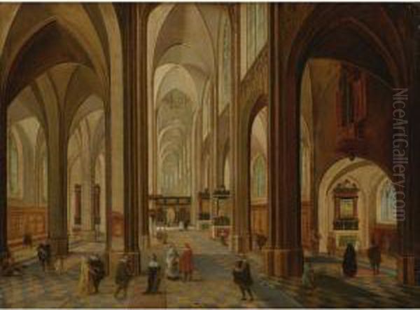 Interior Of A Church Oil Painting by Pieter Neefs The Elder, Frans The Younger Francken