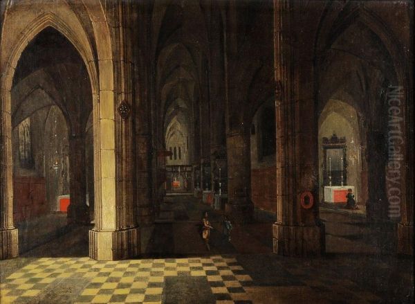 Interieur D'eglise Oil Painting by Pieter Neefs The Elder, Frans The Younger Francken