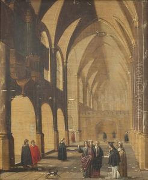 A Church Interior With Christ Preaching Oil Painting by Pieter Ii Neefs