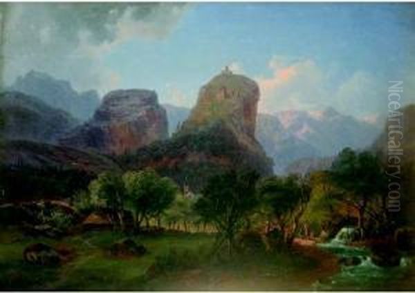 Veduta Del Castello Di Malcesine Oil Painting by Ludwig Neelmeyer