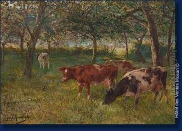 Vaches Au Pre Oil Painting by Jan C. Neervoort