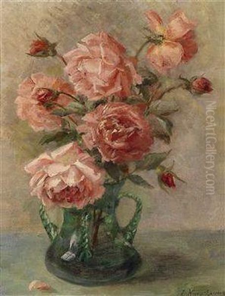 Roses In A Vase Oil Painting by Elise Nees Von Esenbeck