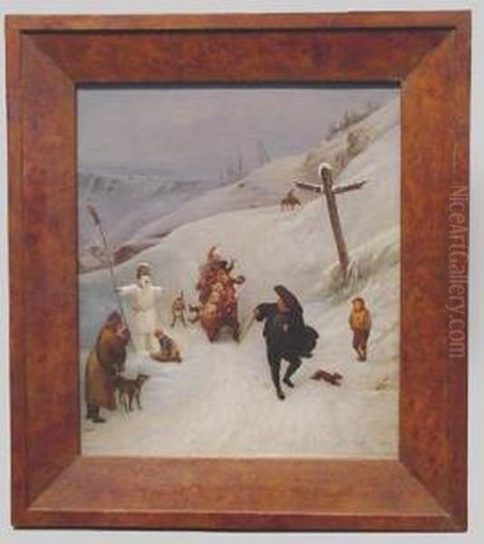 The Joys Of Winter Oil Painting by Paul Nefflen