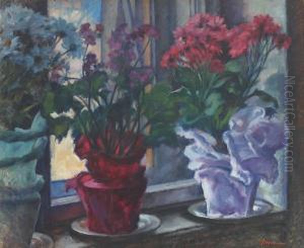 Flower Pots In The Window by Grigore Negosanu