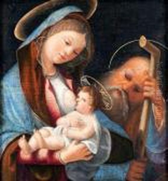 Sacra Famiglia Oil Painting by Jacopo Negretti