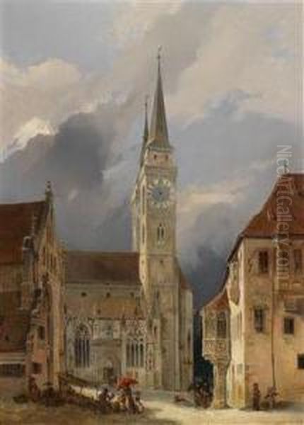 Market Square In Front Of St. Sebald Oil Painting by Michael Neher