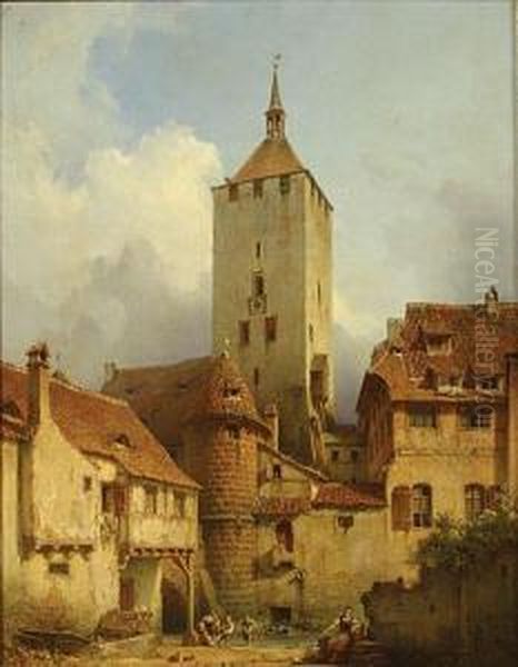 'der Weisse Thurm In Nurnberg'. Oil Painting by Michael Neher