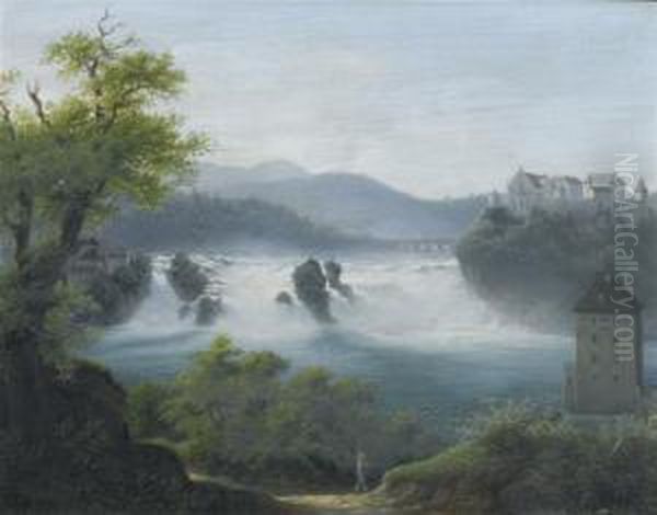 View Of The Rhine Falls At Schaffhausen Oil Painting by Matthias Neithardt