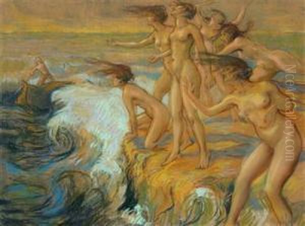 Sirens Oil Painting by Karel Nejedly