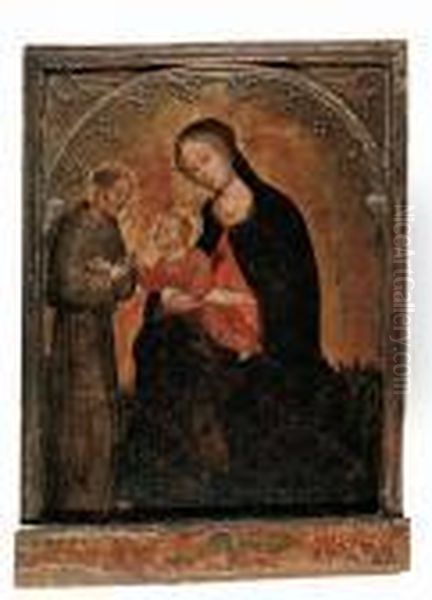 Madonna Mit Kind Und Hl. Franziskus Oil Painting by Ottaviano Nelli Di