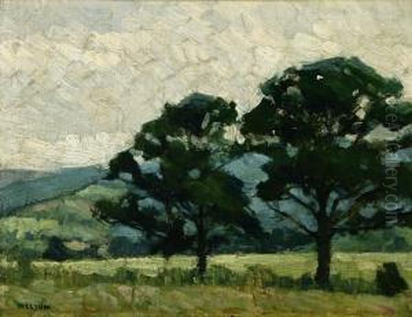 Trees In A Spring Landscape by Ernest Bruce Nelson