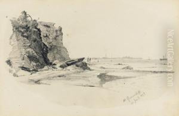 Two Drawings Of Queenscliff Oil Painting by John Mckirdy Nelson