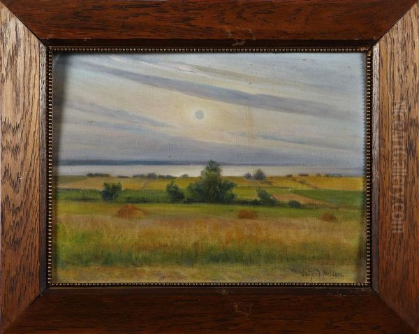 Landskap Med Sjo Oil Painting by Walfrid Nelson