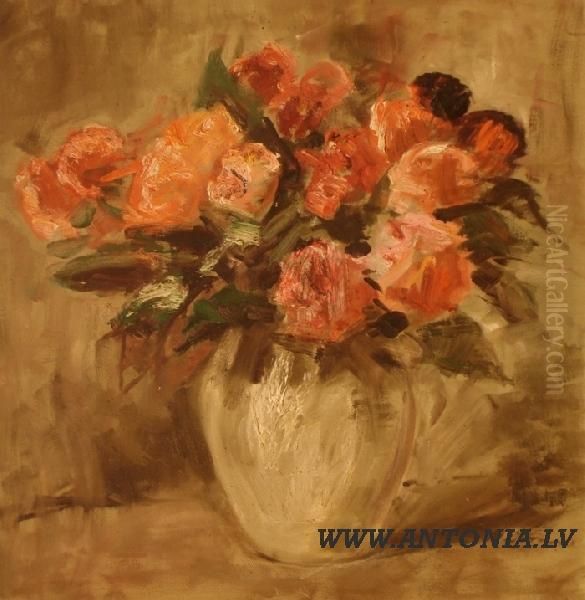 The Roses Oil Painting by Otomars Nemme