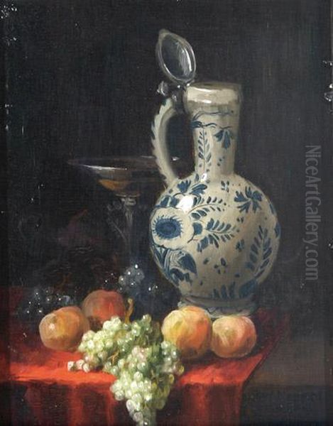 Stilleben Mit Fruchten, Krug Und Glas Oil Painting by Karl Neppel