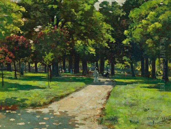 Regent Park Oil Painting by Girolamo Pieri B. Nerli