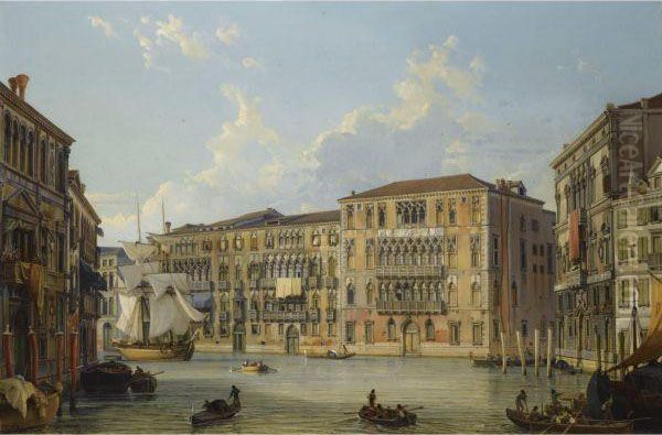 Der Palazzo Foscari Am Canale Grande, Venedig (the Palazzo Foscari On The Grand Canal, Venice) Oil Painting by Friedrich Nerly