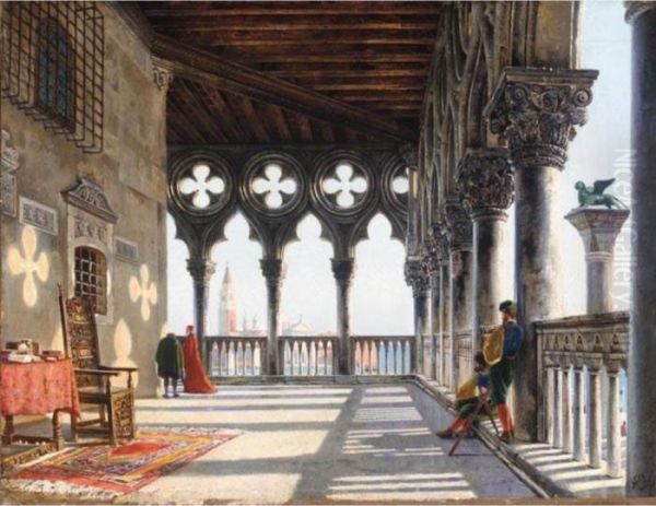 Galleria Del Palazzo Ducale Oil Painting by Friedrich Nerly