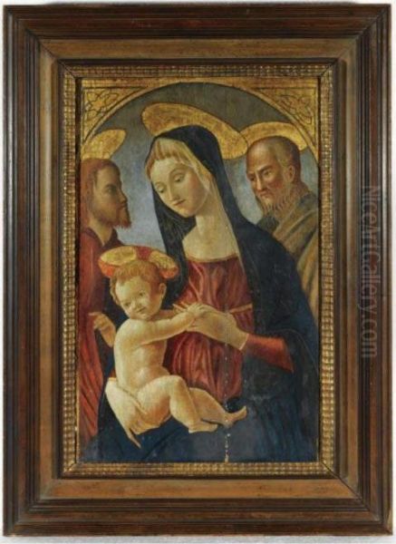 Madonna And Child With Two Saints Oil Painting by Neroccio De Landi