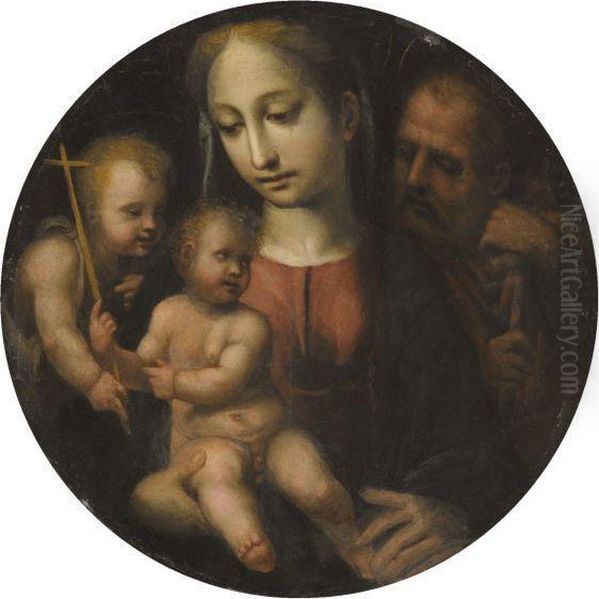 Madonna And Child With Saint Joseph And The Infant Saint John The Baptist Oil Painting by Bartolomeo Neroni